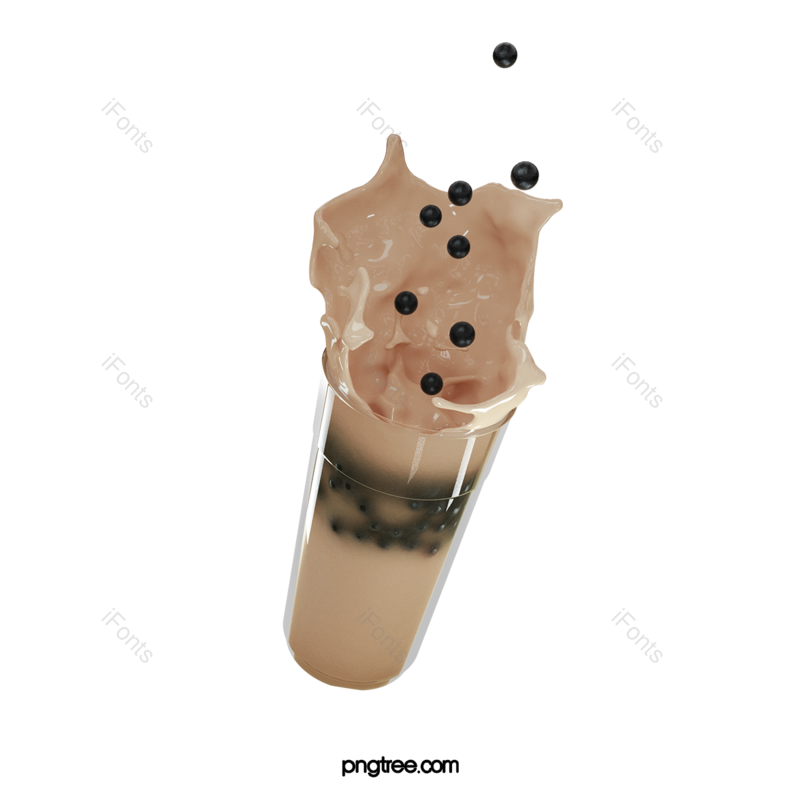 立体图片,液体元素,珍珠PNG,奶茶免抠素材
